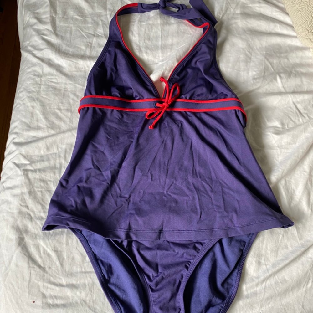 Jag Navy and Red Nautical Pin-Up Style Bathing Suit - Size Large L